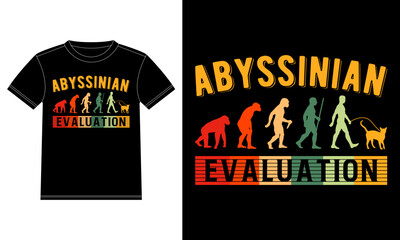 Abyssinian Cat Evaluation T-shirt Design template, Abyssinian Cat on Board, Car Window Sticker Vector for cat lovers, Black on white apparel design
