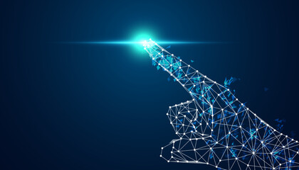 Abstract Hand Digital Wireframe Pointing Concept Digital Technology Business Success