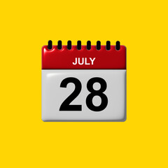 july 3d calendar vector design. july calendar design template. 3d calendar design vector illustration