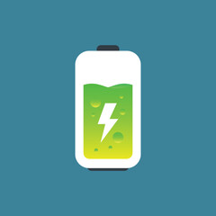 Battery charge icon. Illustration of a battery with liquid.