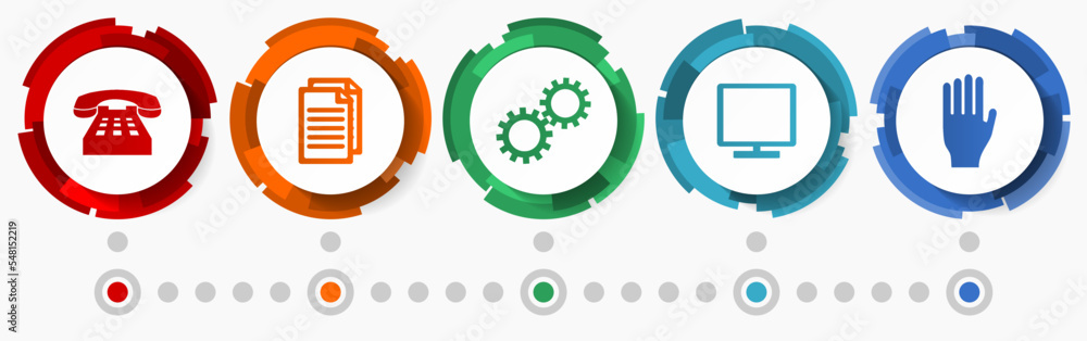 Poster technology vector icon set, flat design buttons, infographic template
