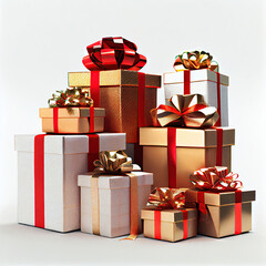 Obraz premium Christmas Town Santa workshop Gifts Boxes Fireworks Tree. Merry Christmas Happy New Year Card. Concept Art Scenery. Book Illustration Video Game Scene. Serious Digital Painting. CG Artwork Background 