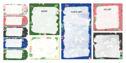 set of MEMO PAPER for your design, Collection of various note papers, banner set.