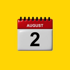 august 3d calendar vector design. august calendar design template. 3d calendar design vector illustration