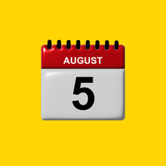 august 3d calendar vector design. august calendar design template. 3d calendar design vector illustration