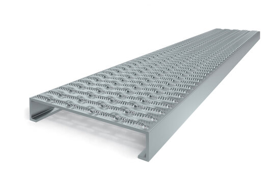 Steel safety grating bar isolated on white background - 3d rendering