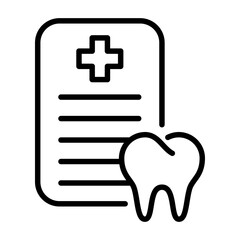 Clipboard with checklist and tooth outline icon. Vector illustration.