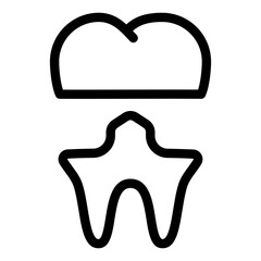 Dental Crown Restoration outline icon. Tooth crown Vector illustration.