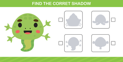 finding the correct shadow of cute animal education page game for kindergarten and preschool