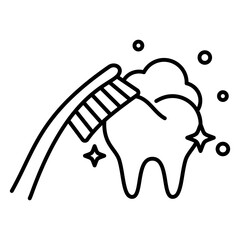 Tooth cleans toothpaste toothbrush outline icon. Stomatology, dental line, Vector illustration.