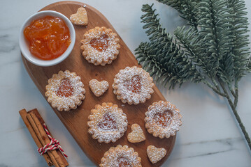 home made linzer christmas cookies