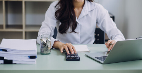 Business team present. Photo professional investor working new startup project. Finance meeting.Digital tablet laptop computer smart phone using, keyboard docking screen foreground,filter