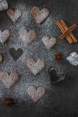 heart shaped gingerbread christmas cookies