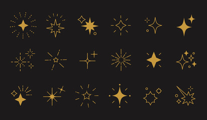 Glitter star sparkle icon set.Seamless vector illustration.