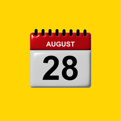 august 3d calendar vector design. august calendar design template. 3d calendar design vector illustration