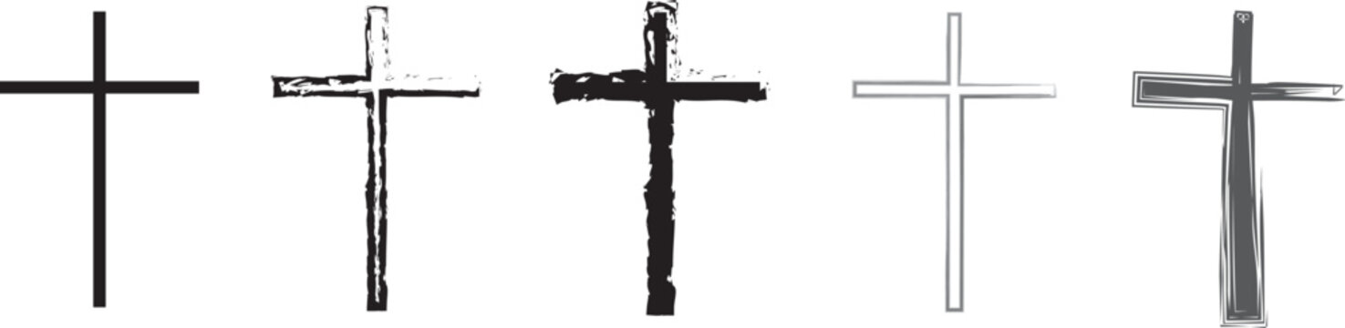 Set hand drawn cross. Vector cross. The cross is made with a brush.