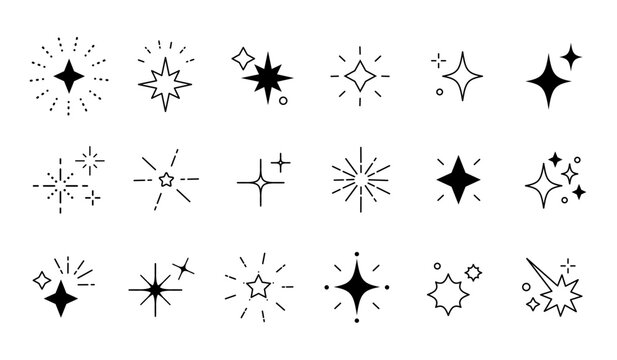 Glitter star sparkle icon set.Seamless vector illustration.