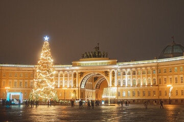 Christmas tree on the Palace Square in St. Petersburg