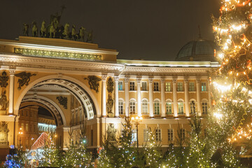 New Year's Saint Petersburg with Christmas trees