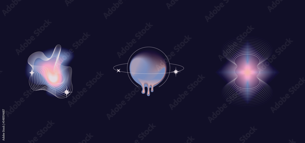 Poster vector abstract illustrations in modern gradient style hapes and forms, graphic design templates for