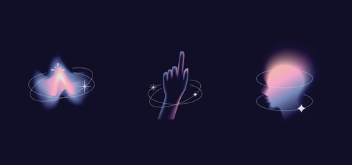 Vector abstract illustrations in modern gradient style hapes and forms, graphic design templates for social media posts and stories with copy space for text