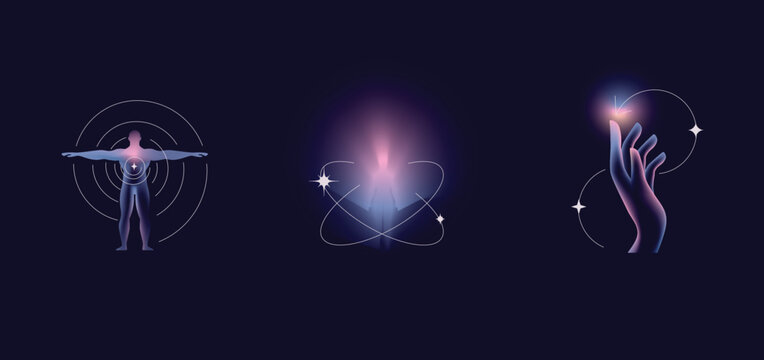 Vector abstract illustrations in modern gradient style hapes and forms, graphic design templates for social media posts and stories with copy space for text