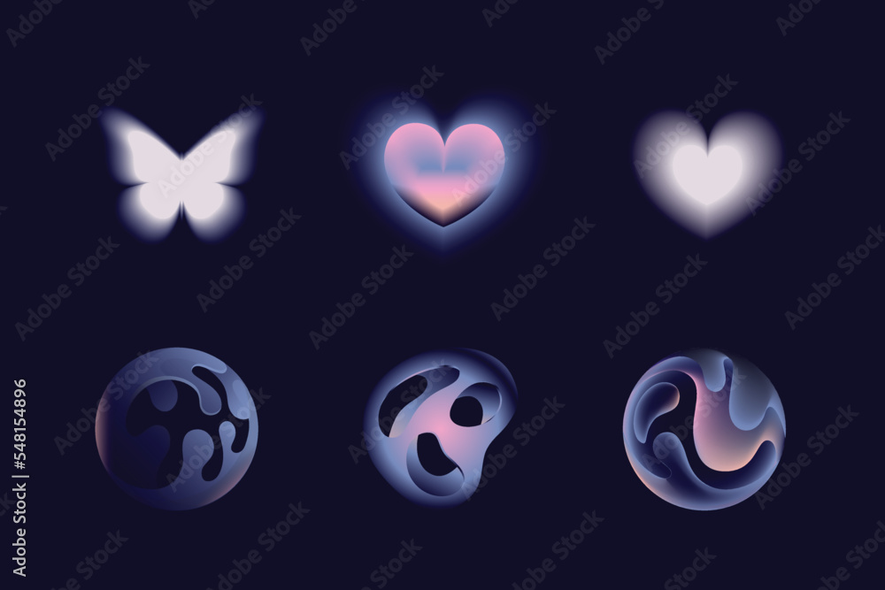 Poster vector abstract illustrations in modern gradient style hapes and forms, graphic design templates for
