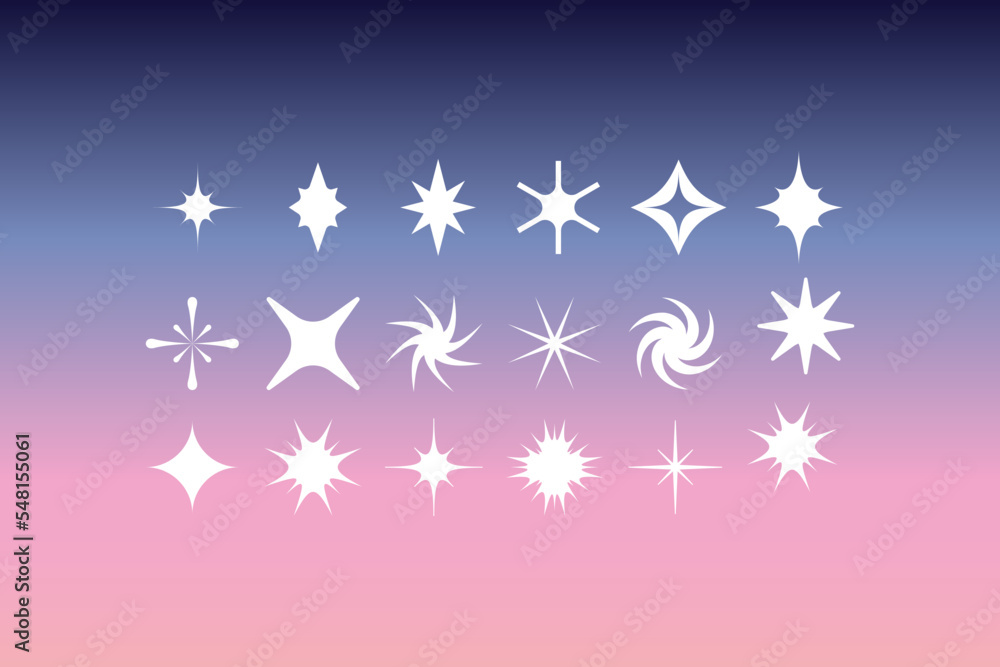 Poster Vector set of minimalist brutalist design elements, futuristic shapes and geometric figures and stars - abstract background elements for branding, packaging, prints and social media posts