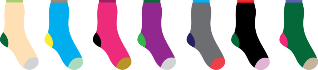 vector colorful socks on a white background in the line