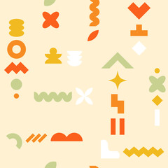 Seamless pattern with abstract geometric shapes. Funny Confetti wallpaper.