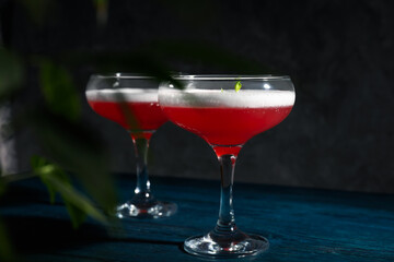 Concept of delicious cocktail, tasty Cosmopolitan cocktail