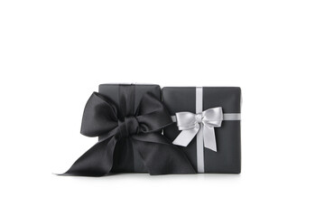 Concept of beautiful Christmas present, gift boxes, isolated on white background