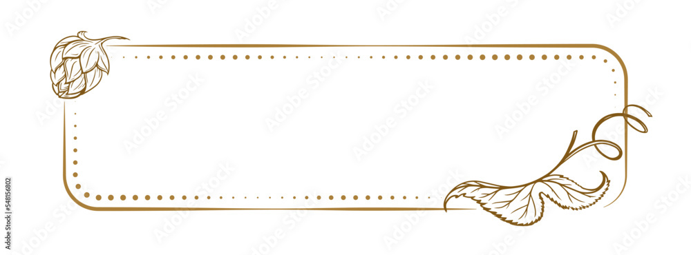 Wall mural vector horizontal rectangle dotted frame with beer hops decoration