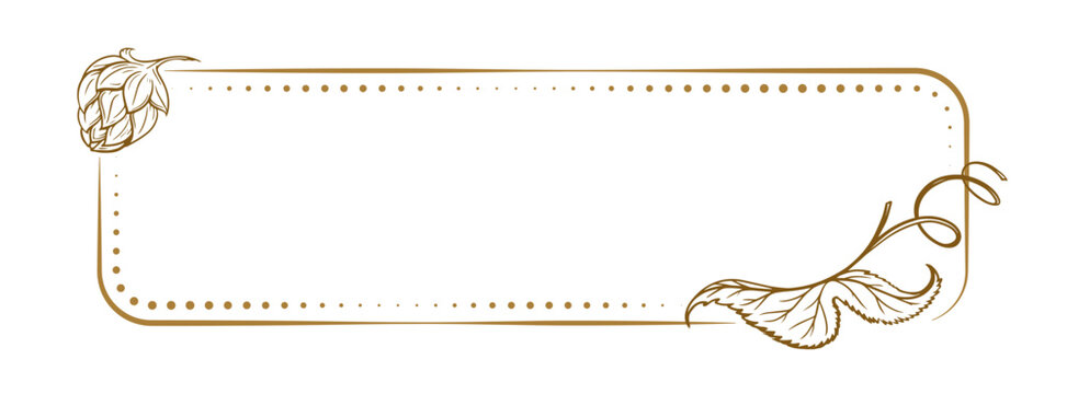 Vector horizontal rectangle dotted frame with beer hops decoration