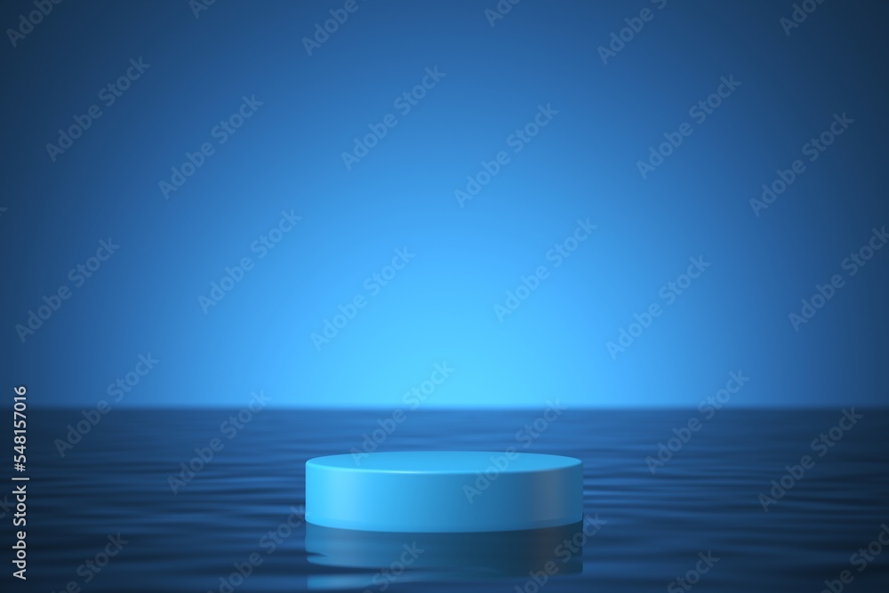 Poster absract background for product presentation. 3d geometric floating on water with smooth lighting gra
