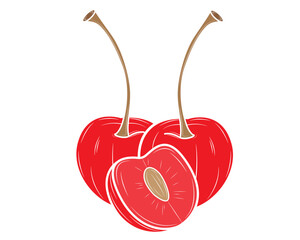Realistic cherry isolated on white background. Vector illustration.