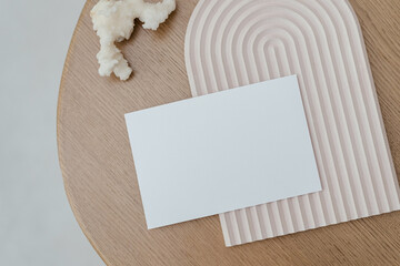Business card mockup. Minimalist poster mock up. Branding design. Paper, wood and cement textures