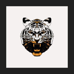 8-bit drawing of a tiger, 3D rendering