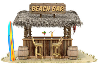 Beach bar in front view isolated on white background - 3D illustration - 548157265