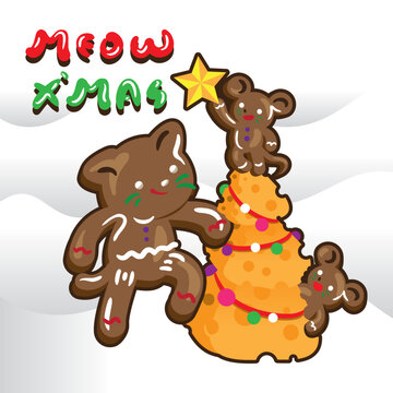 Turn the gingerbread man into a cute cat and bring you a sweet Christmas.
