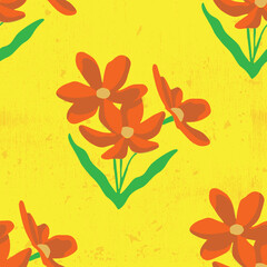 Vector bold flower seamless pattern digital textile print. Vector illustration