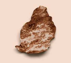 Map of Mauritius in old style, brown graphics in a retro style Vintage Style. High detailed 3d illustration