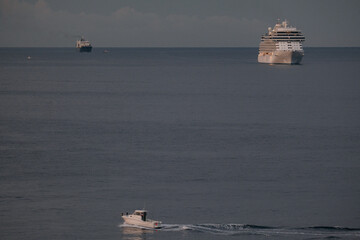 Regent luxury cruiseship or cruise ship liner Splendor arrival into Marseille Provence port during...