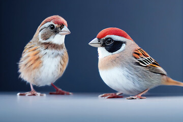Pair of cute sparrows as wildlife illustration