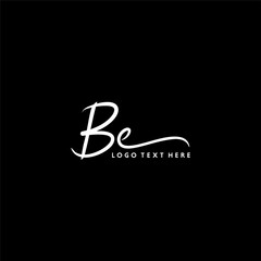 Hand Written style BE letter design, BE logo, BE initials with black background