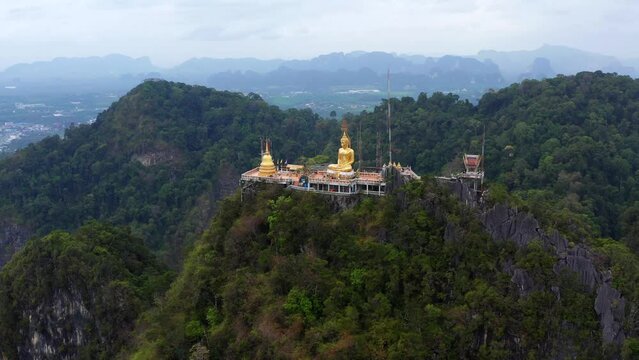 Aerial view of Wat Tham Suea or Tiger Cave Temple in Krabi, Thailand