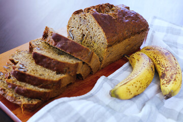 美味しいバナナケーキ　ヘルシーなおやつでダイエットにも最適 Tasty Banana Bread. Good for diet.