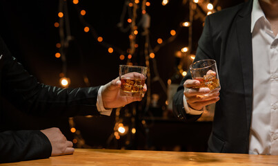 Celebrate whiskey on a friendly party in  restaurant
