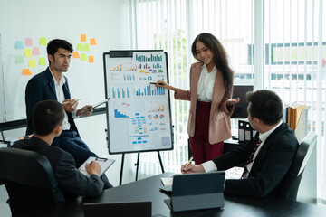 Asia business Meetings and presentations of new projects  consultations of business people in the company's meeting room. 