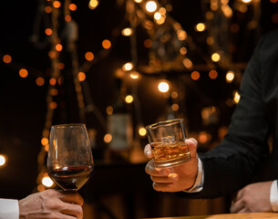 Celebrate whiskey on a friendly party in  restaurant